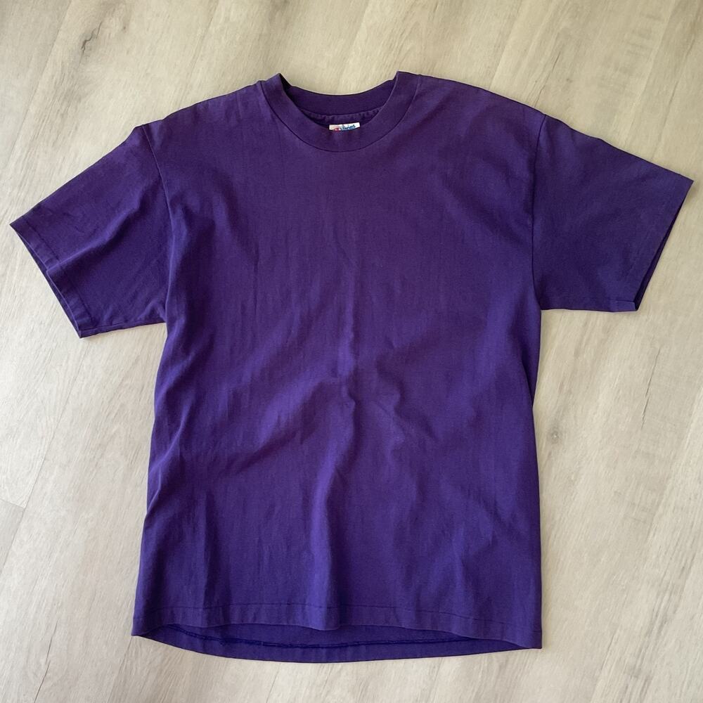 Vintage Hanes Single Stitch Heavy Weight 50 50 Purple Large
